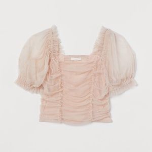H&M Puff-sleeved mesh top